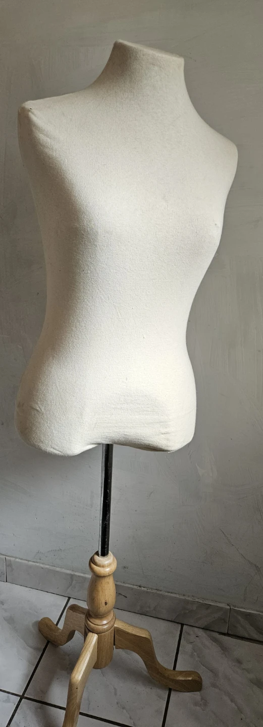 Fabric Dress Form / Display Mannequin on Wooden Stand