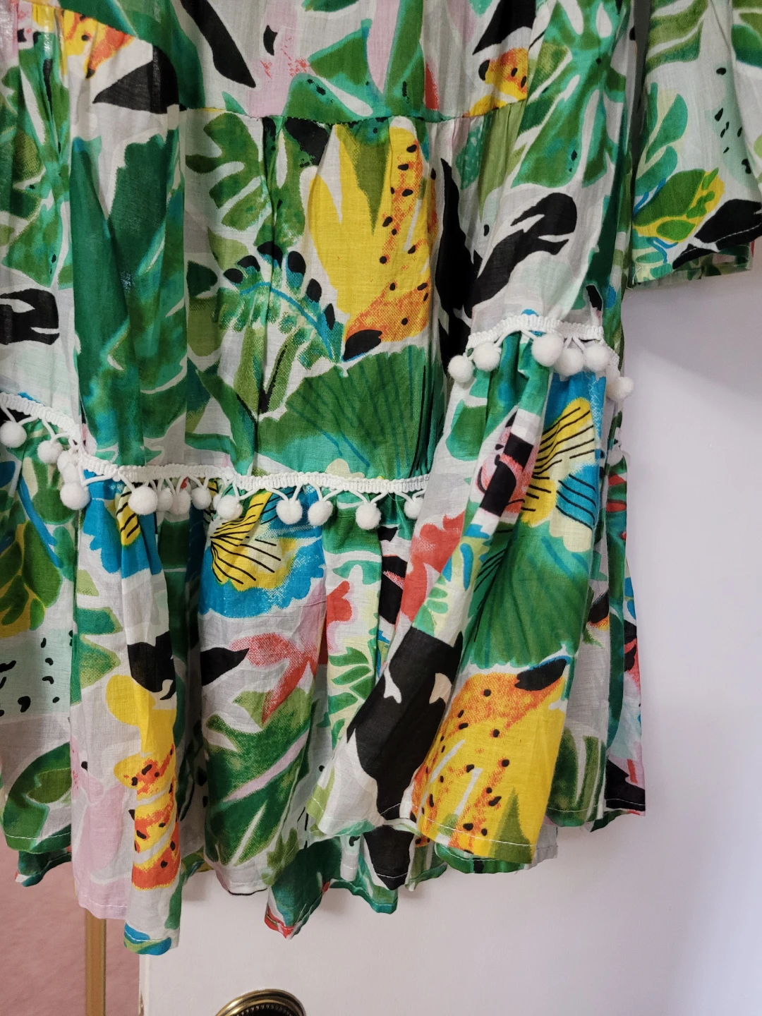 Off-the-shoulder floral print tiered mini dress - photo 2
