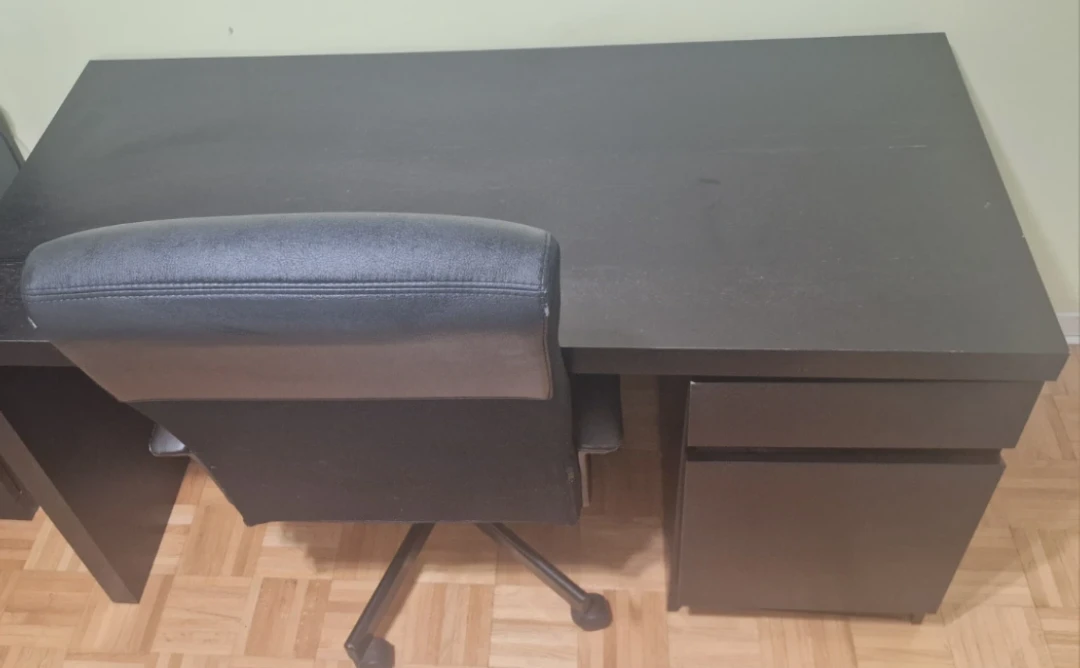 Dark Brown/Black Desk with Drawers and Chair ( IKEA ) - photo 2
