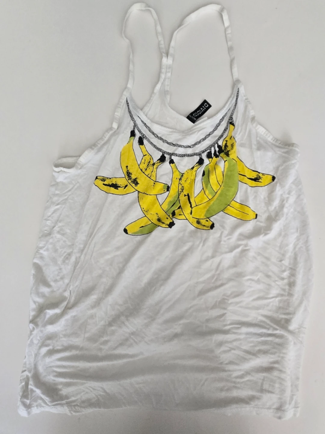 H&M - Divided White Tank Top Banana Print - Medium