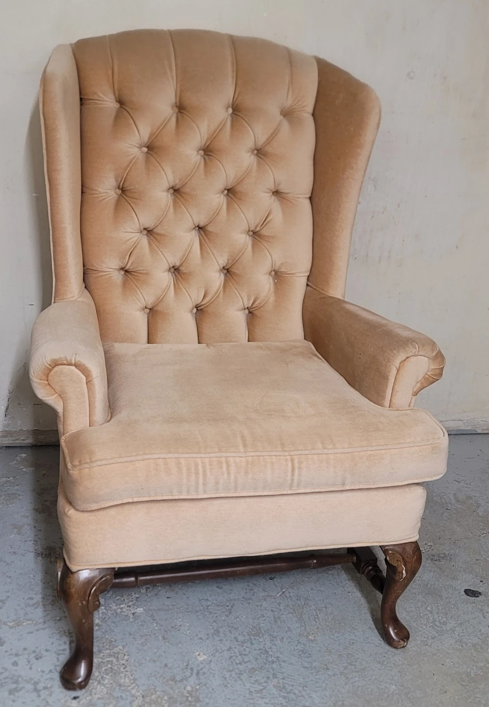 Velvet Wingback Armchair