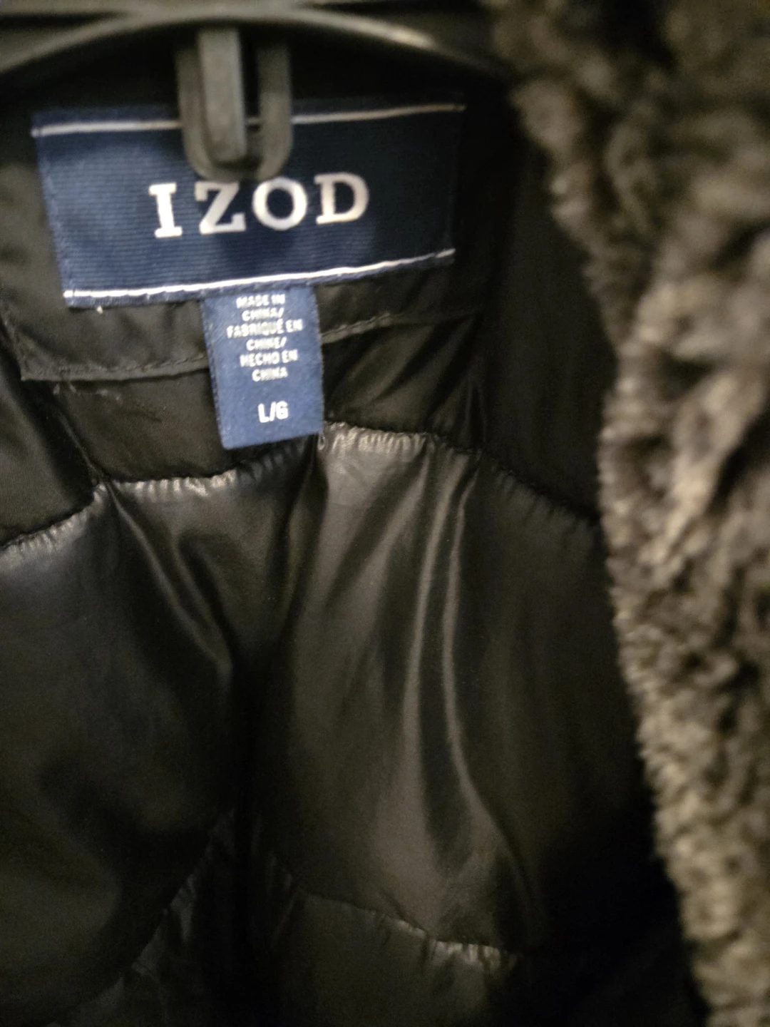 IZOD Black Bomber Jacket with Faux Fur Collar - photo 2