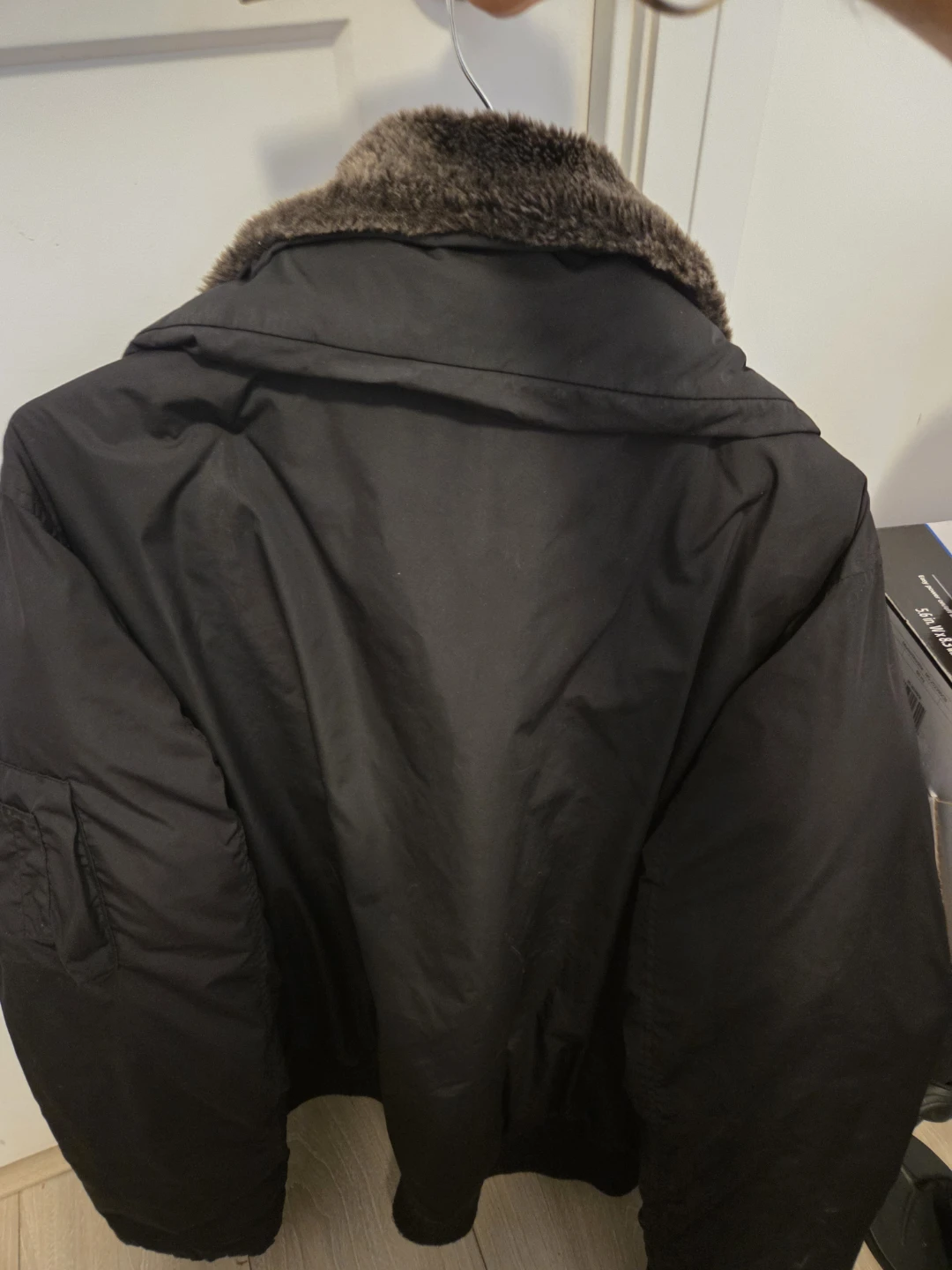 IZOD Black Bomber Jacket with Faux Fur Collar - photo 5