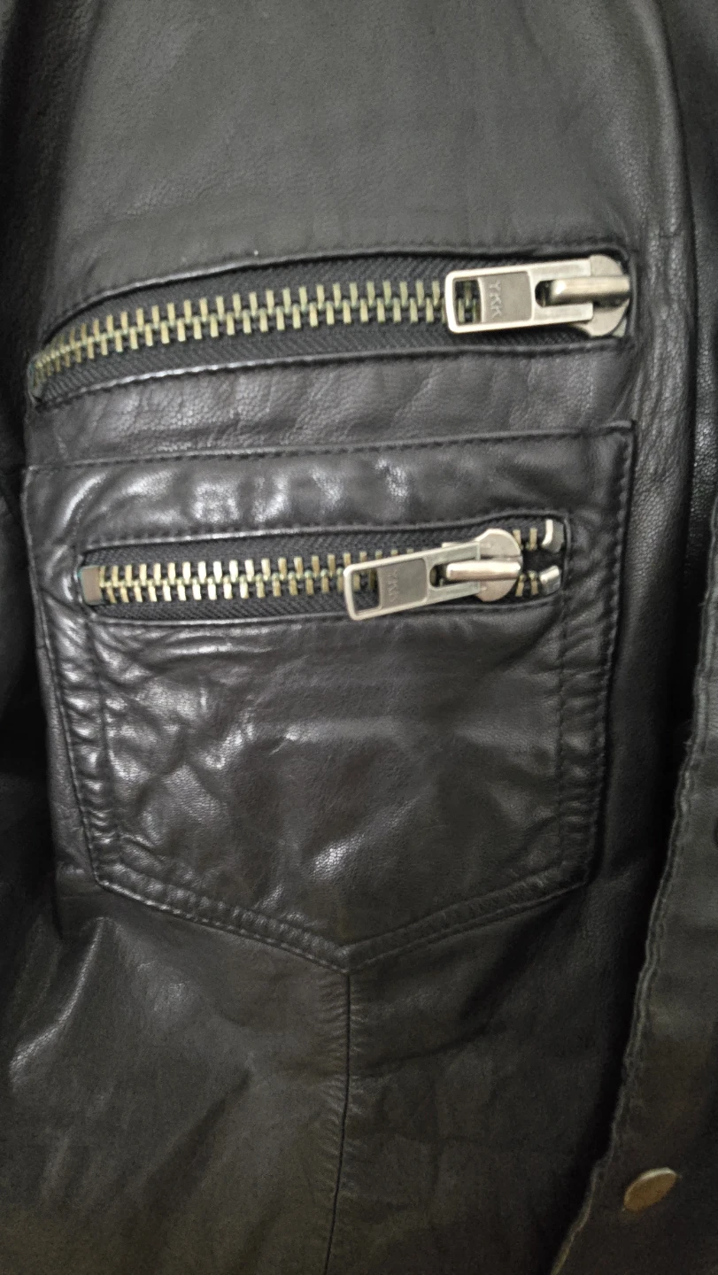 ALL SAINTS Black Leather Jacket Mens Large - photo 5