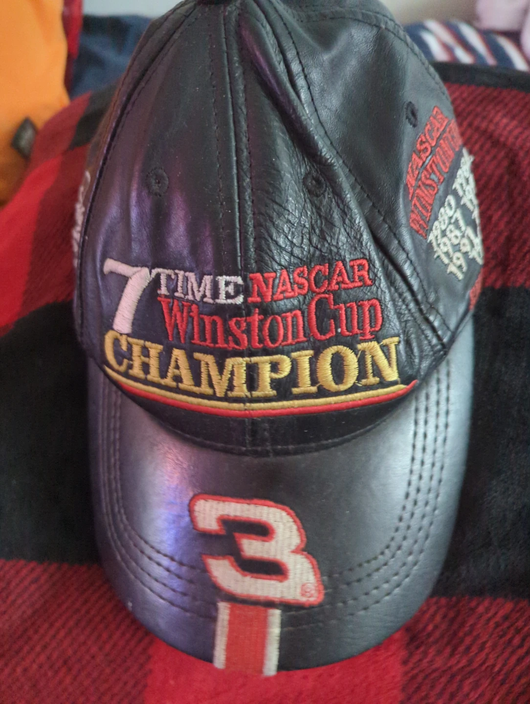 Nascar Dale Earnhardt Sr black leather vintage hat