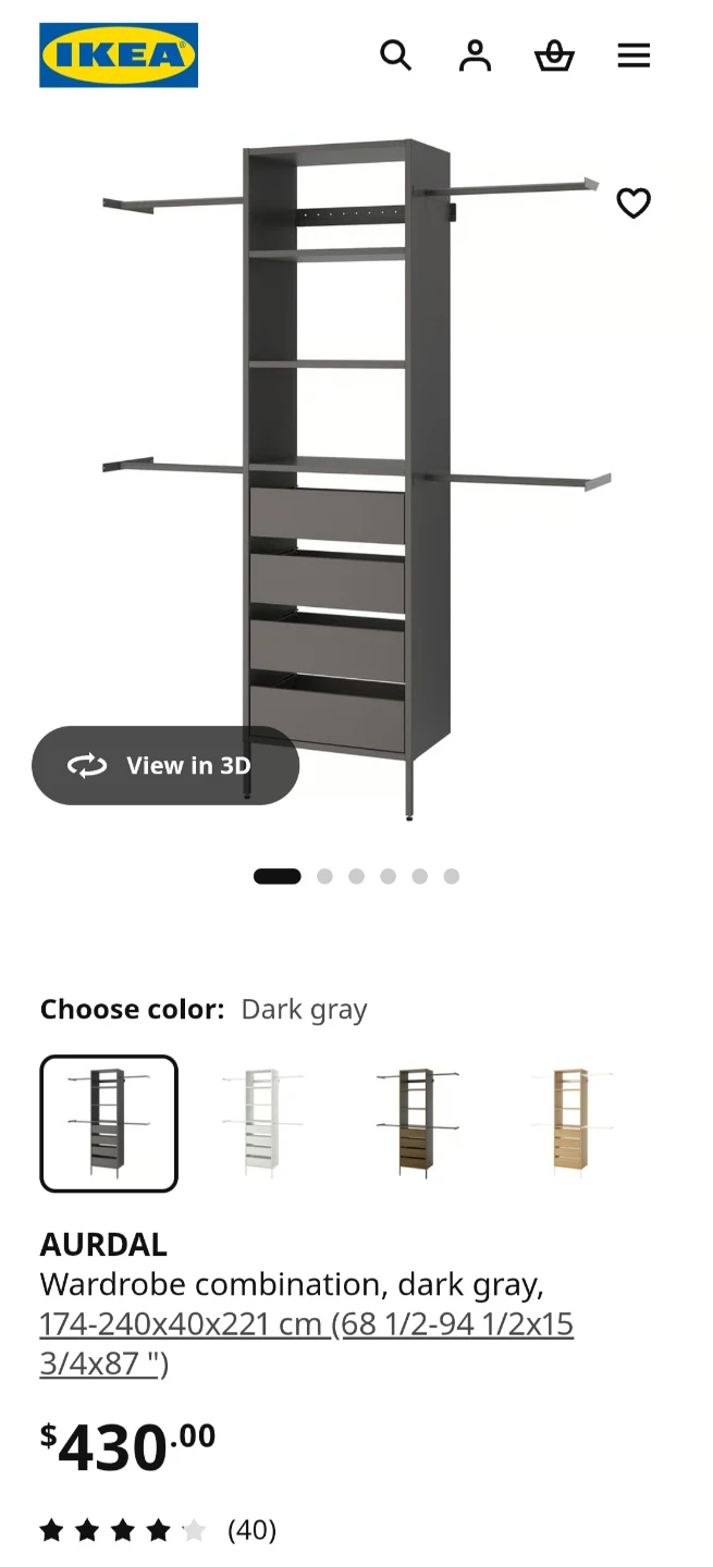 IKEA AURDAL Wardrobe Dark Gray