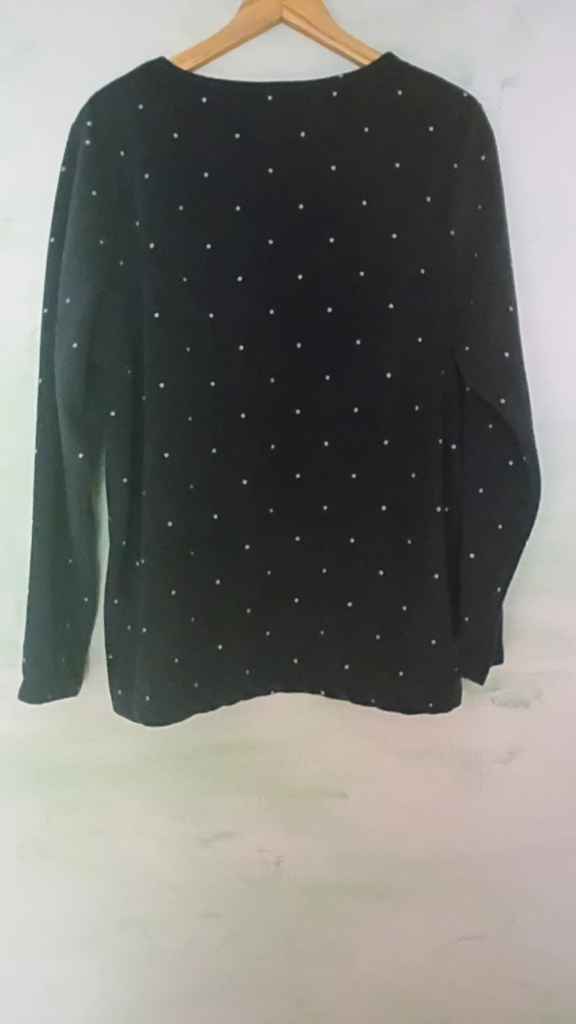 Navy polka dot pajama set - Long sleeve top & pants - photo 2