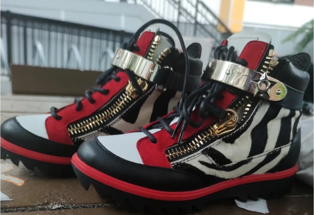 Giuseppe Zanotti - Red, Black, White High-Tops Pony Fur - photo 2