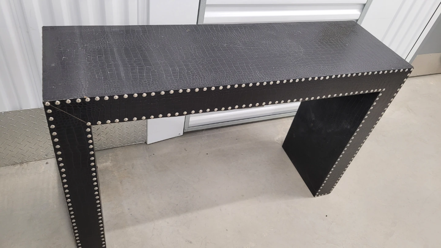 Black Faux Crocodile Console Table - photo 2