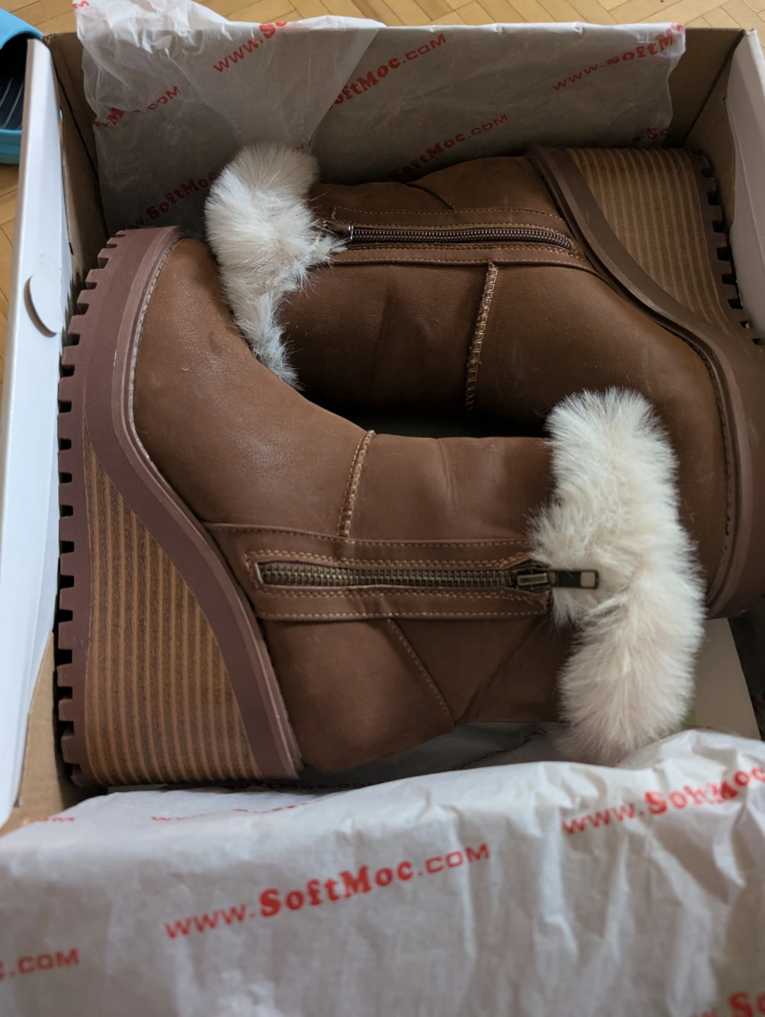 SoftMoc Wedge Boots with Fur Trim - photo 2