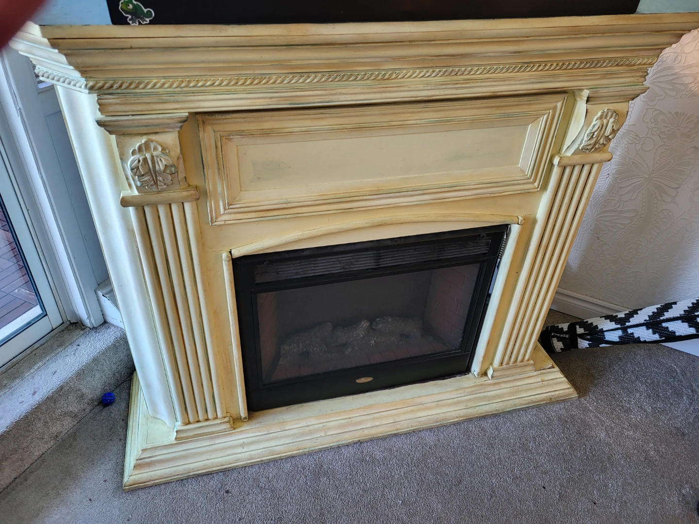 Cream Electric Fireplace Mantel