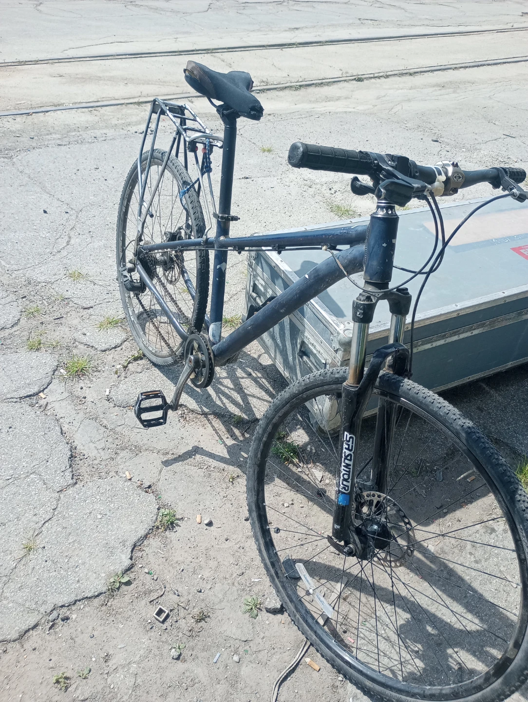 Blue Hybrid Bicycle
