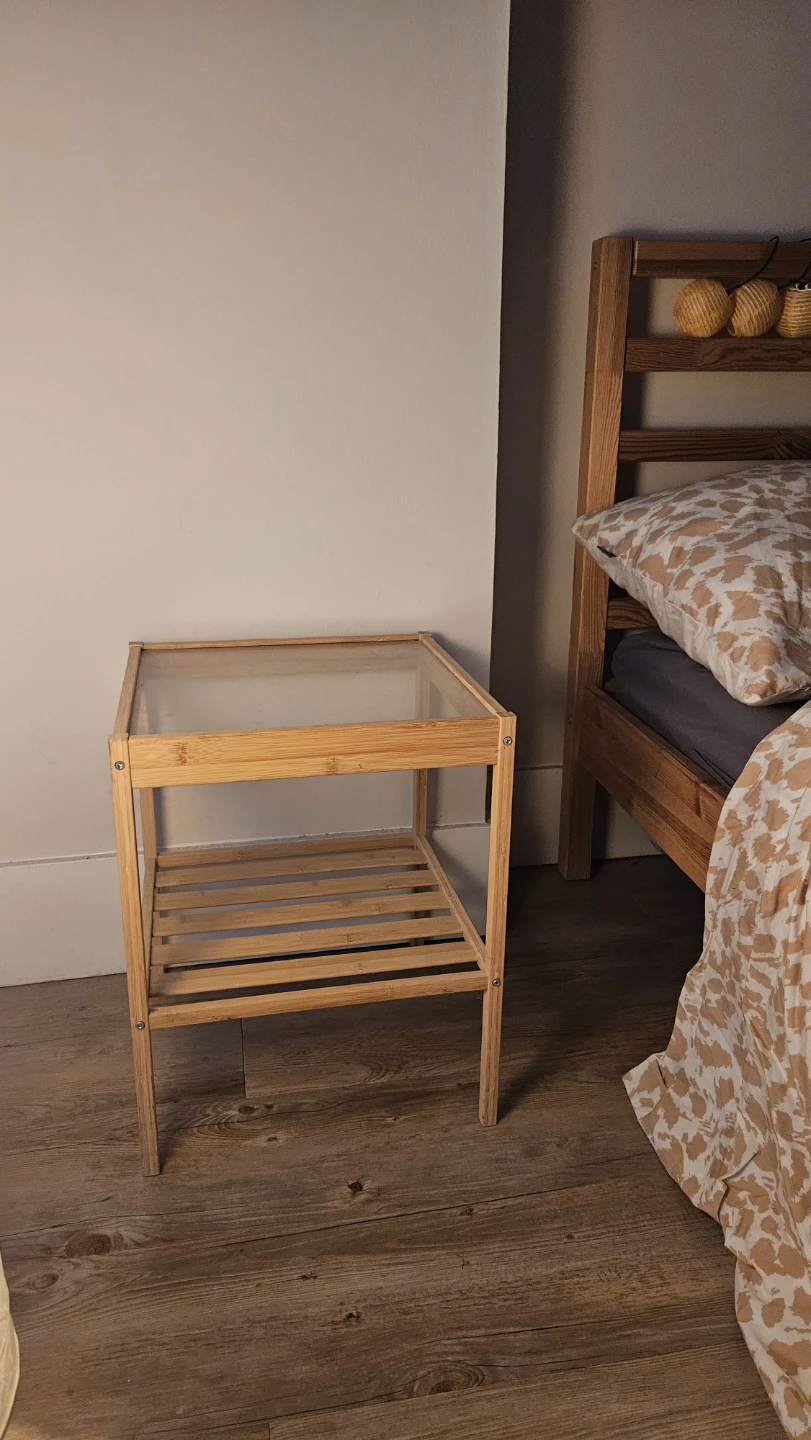 Bamboo Nightstand with Glass Top - photo 2