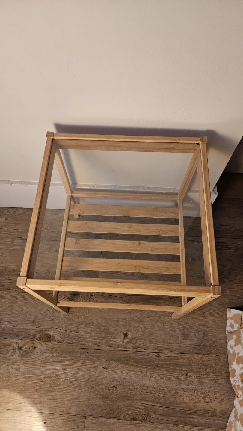 Bamboo Nightstand with Glass Top - photo 3