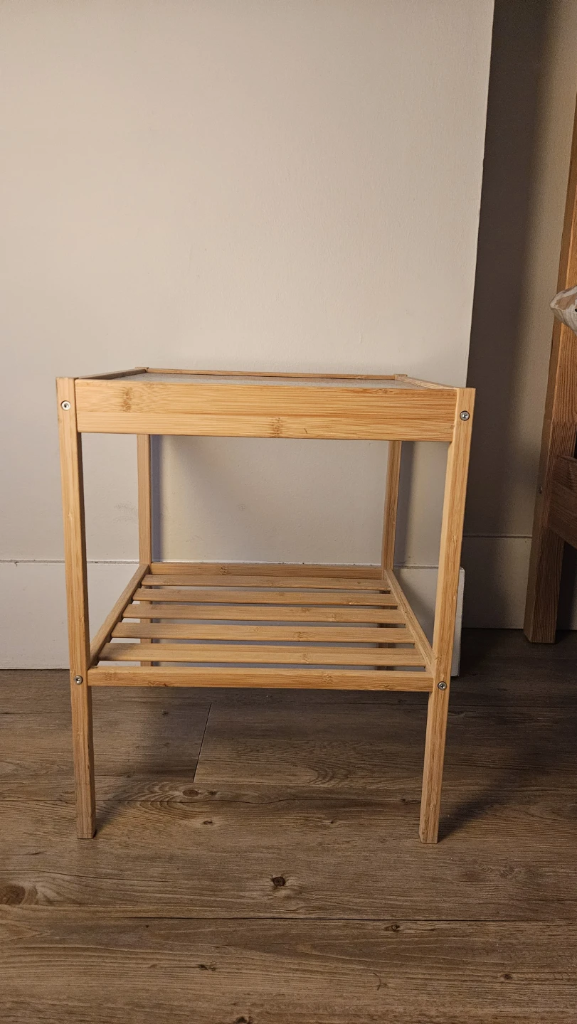 Bamboo Nightstand with Glass Top - photo 4