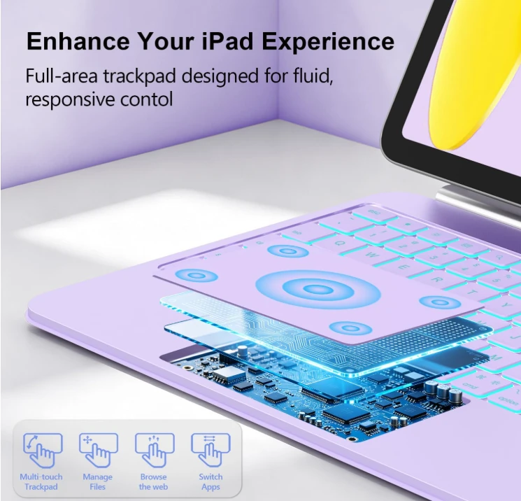 iPad Keyboard Case for iPad 11th Gen & 10th Gen, Purple - photo 4