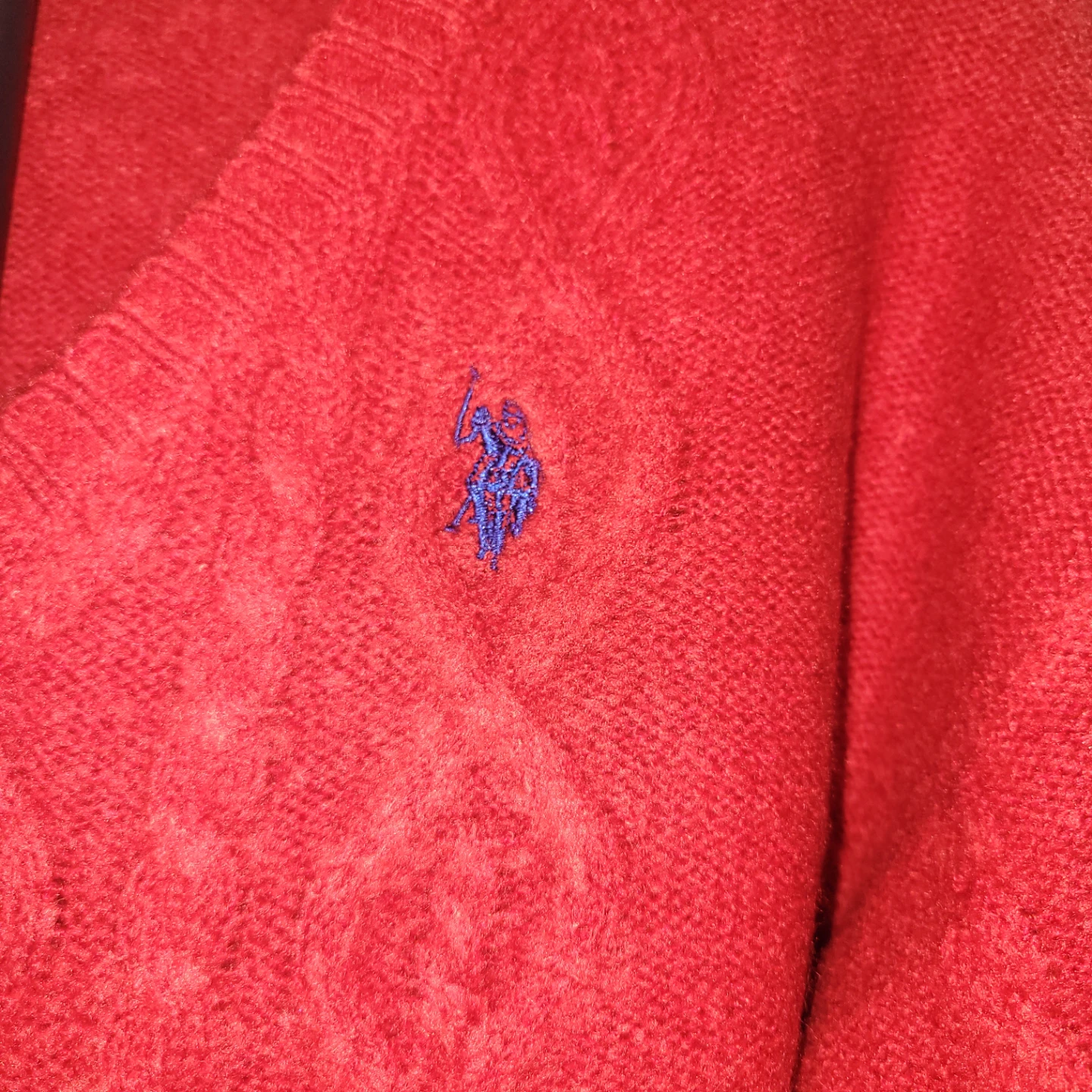 U.S. Polo Assn. Red Cable Knit V-Neck Sweater - photo 4