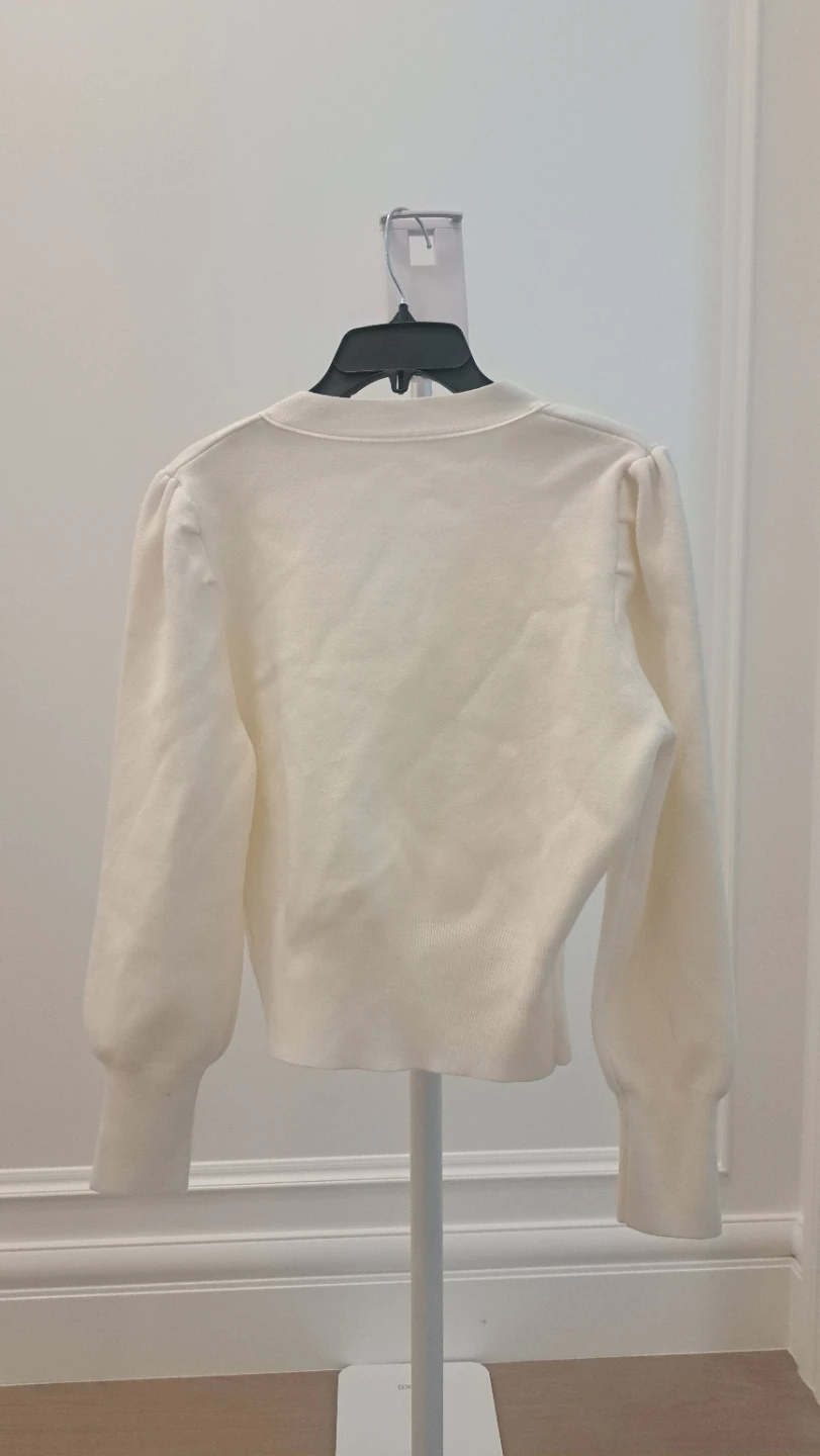 Cream Cardigan with Black Bow and Heart Buttons - photo 4