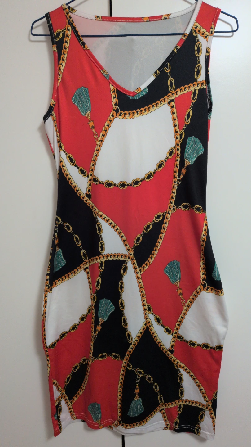 Sleeveless Chain Print Dress