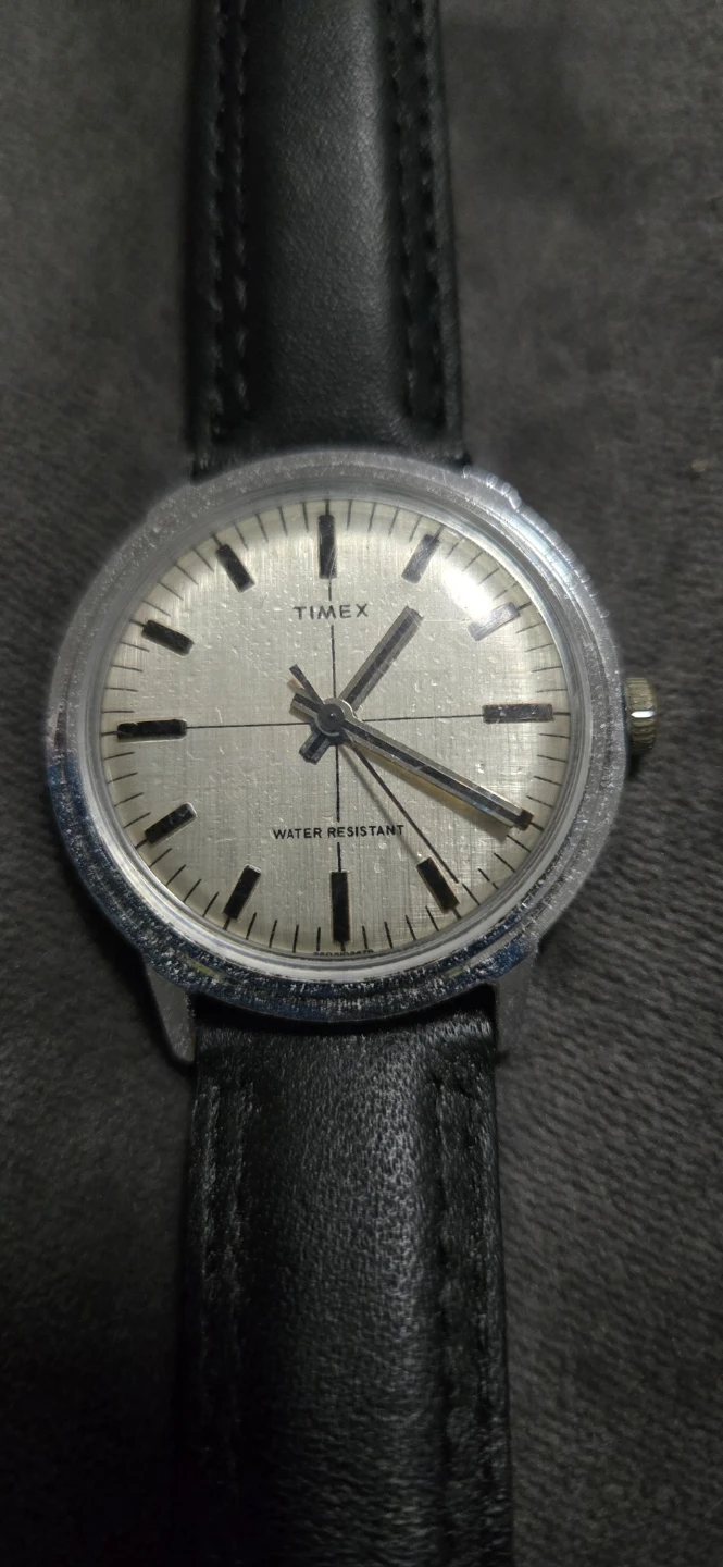 Vintage Timex Watch with Black Leather Band