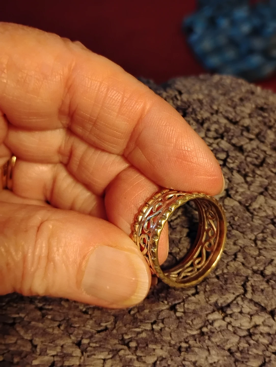 Silver filigree ring with gold accents - photo 4