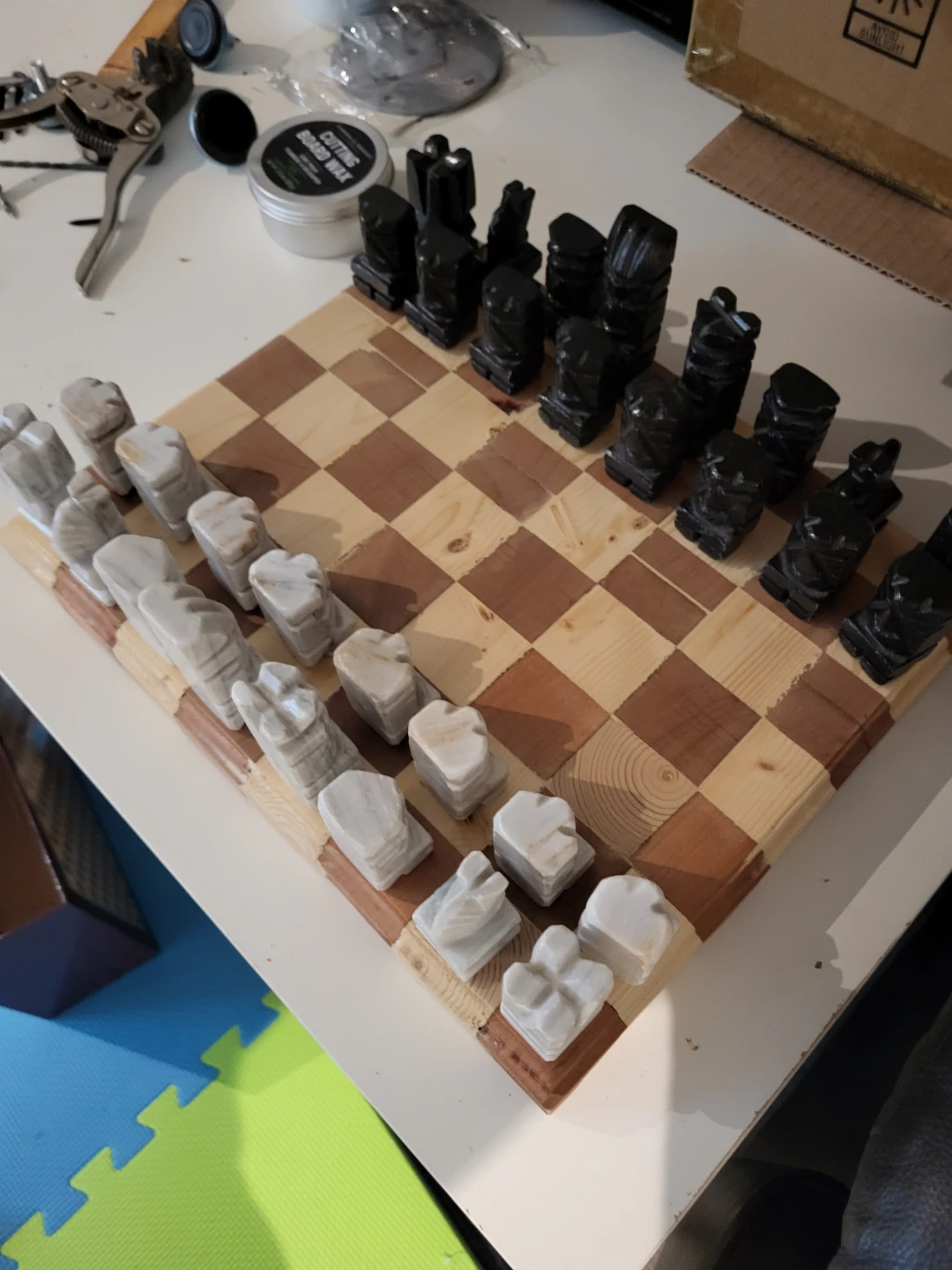 Wooden Chess Set with Marble or Stone Pieces - photo 2