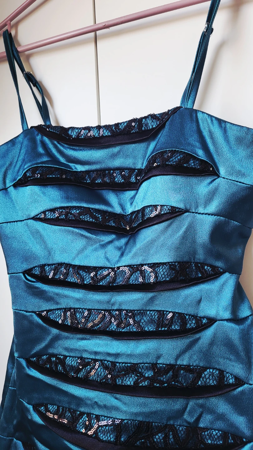 Teal Ruched Dress with Sequins - photo 2