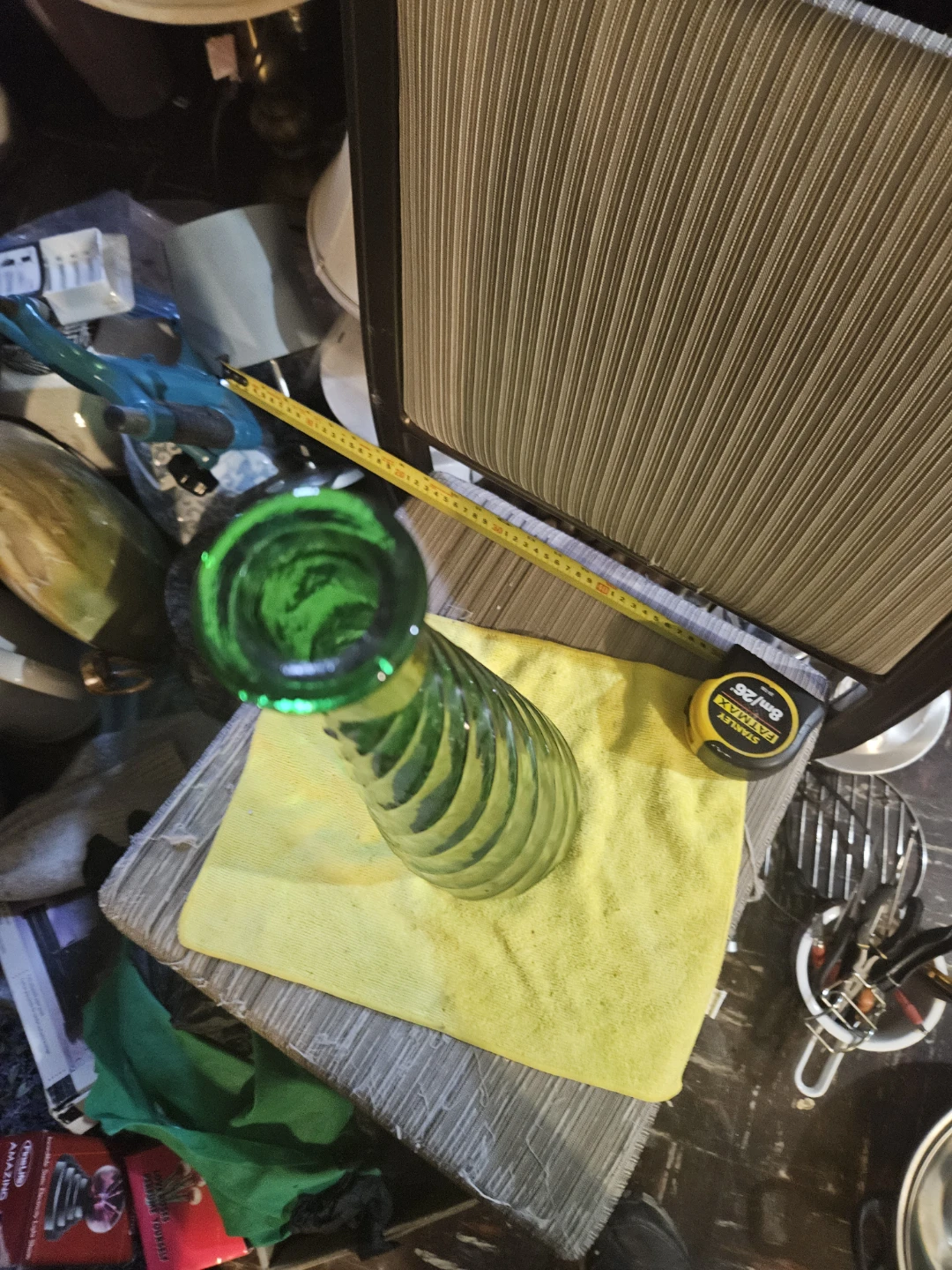 Tall Green Swirl Glass Vase - photo 5