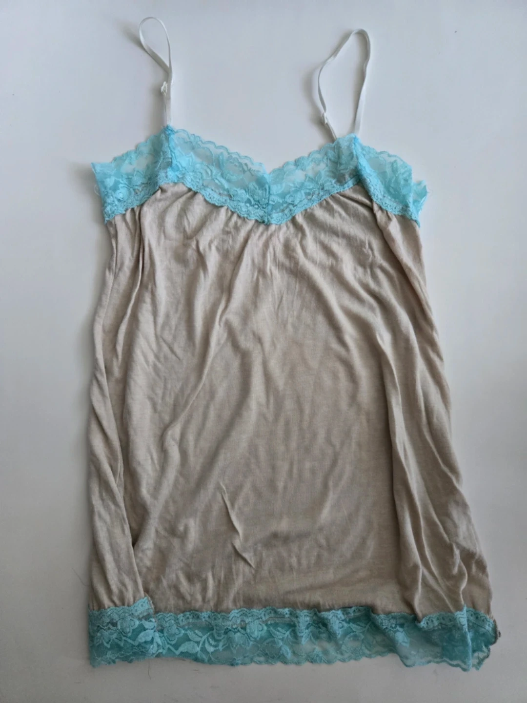 Camisole with blue lace trim - Small