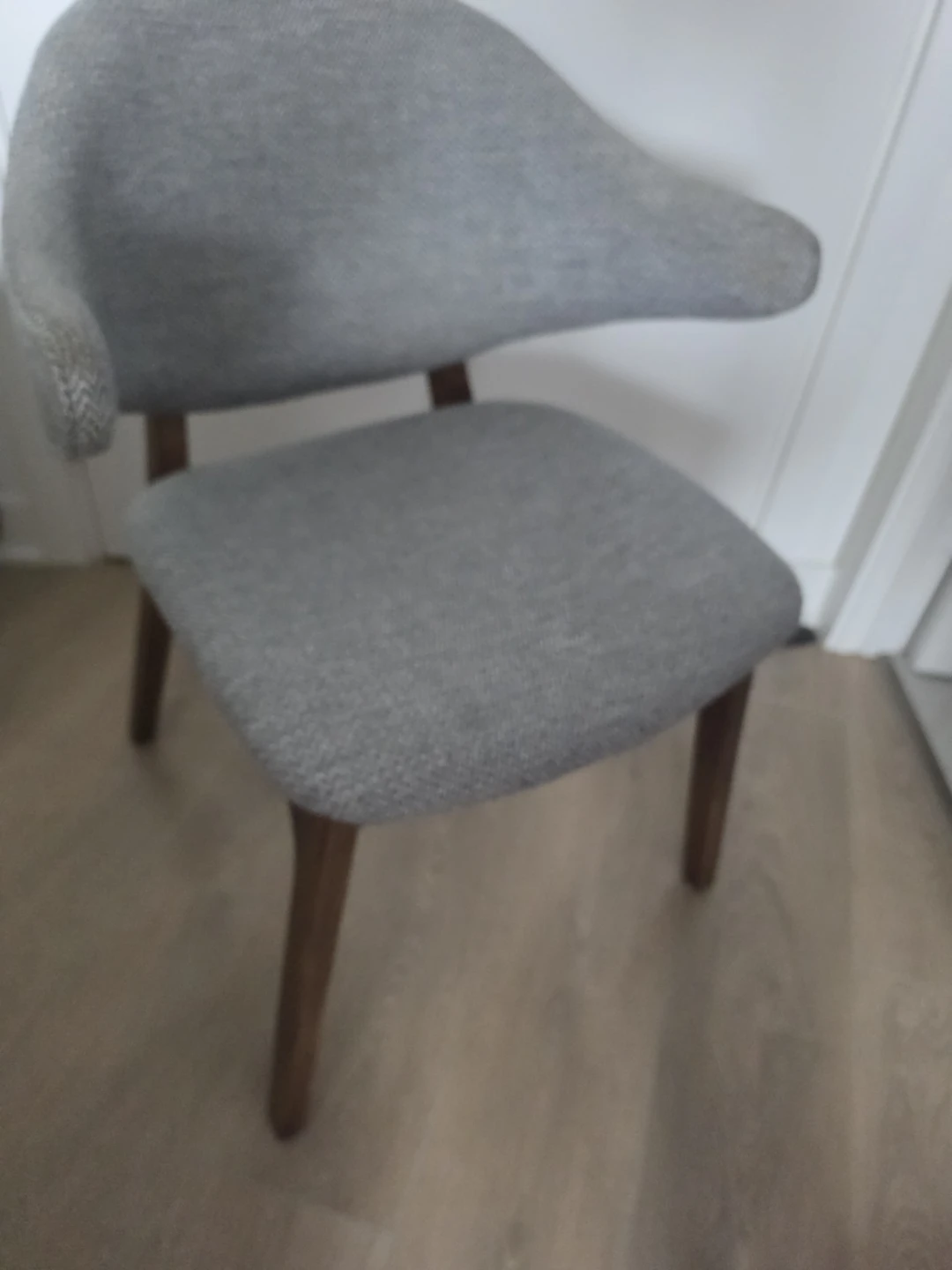 Grey upholstered accent chair