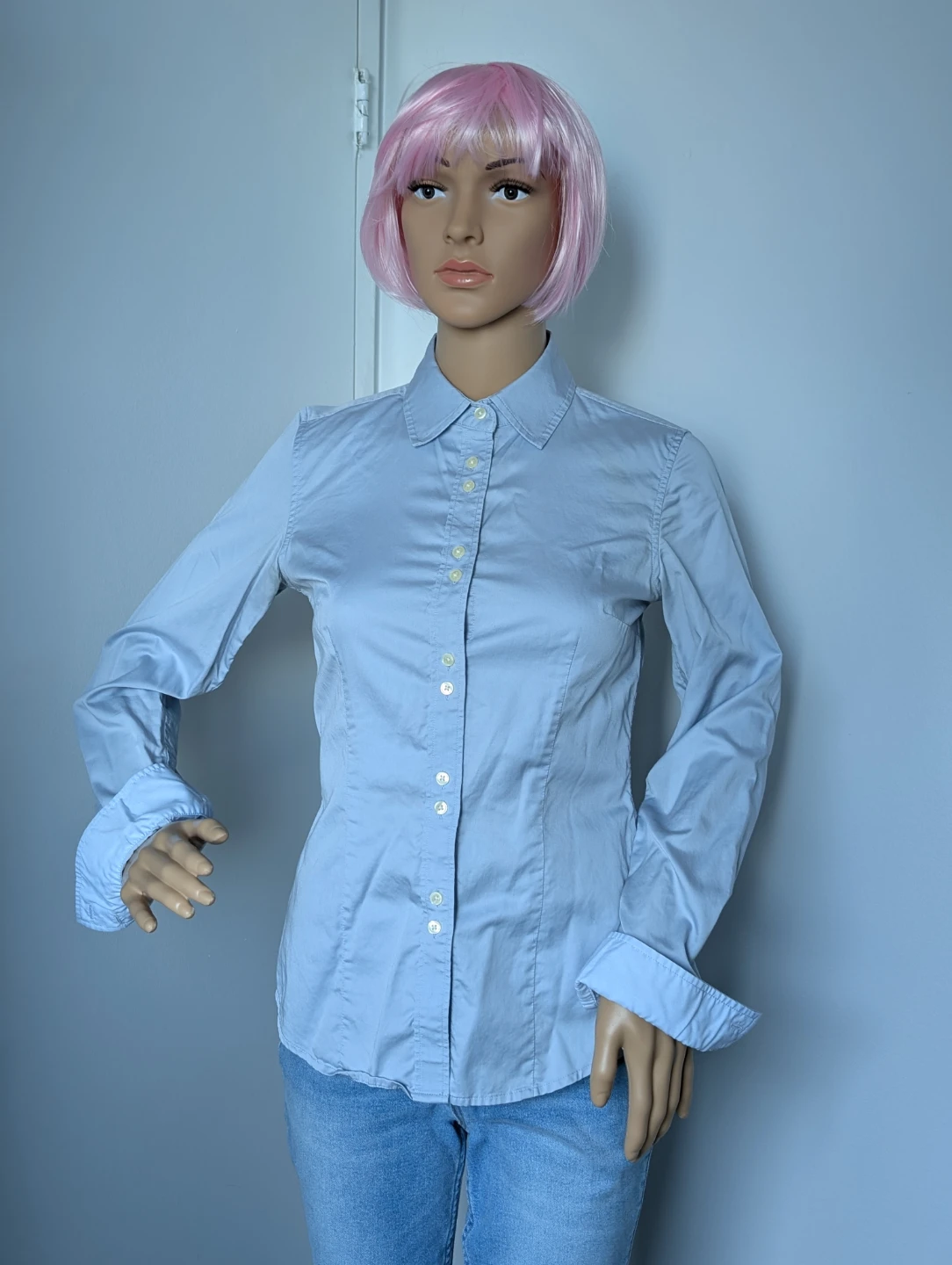 Tristan Light Blue Fitted Button-Up Shirt