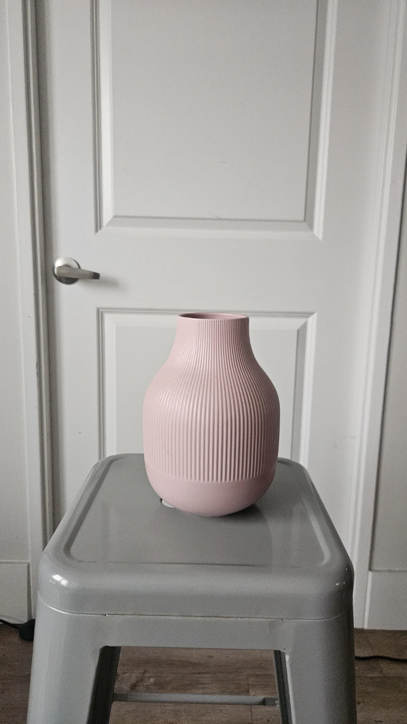 IKEA pink ribbed vase