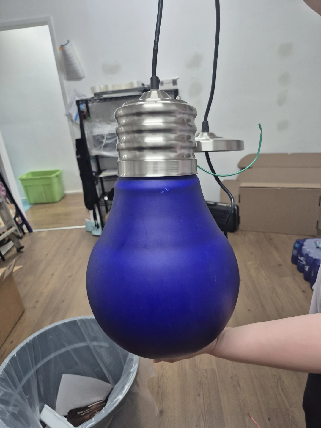 Blue Pendant Light Fixture - Light Bulb Shape