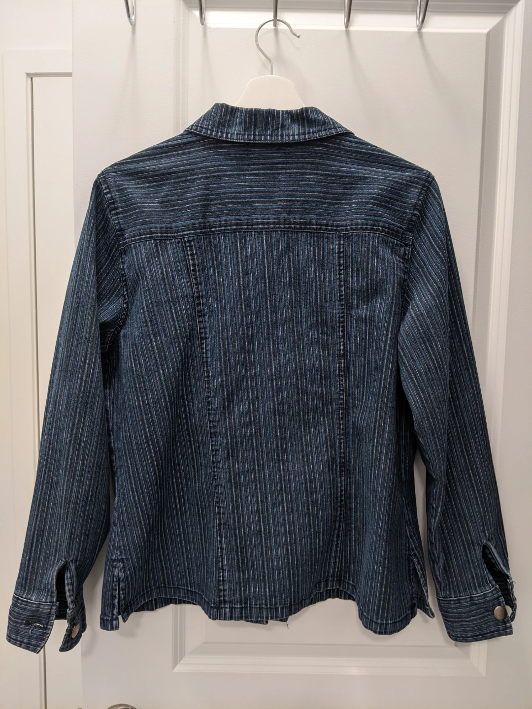 Vintage Lindor Petite Denim Button-Front Pinstripe Jacket - photo 2