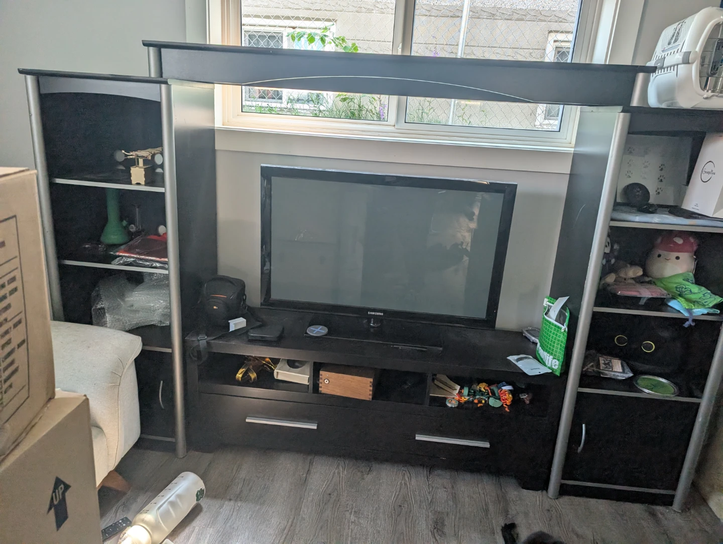 Black Entertainment Unit with Shelving