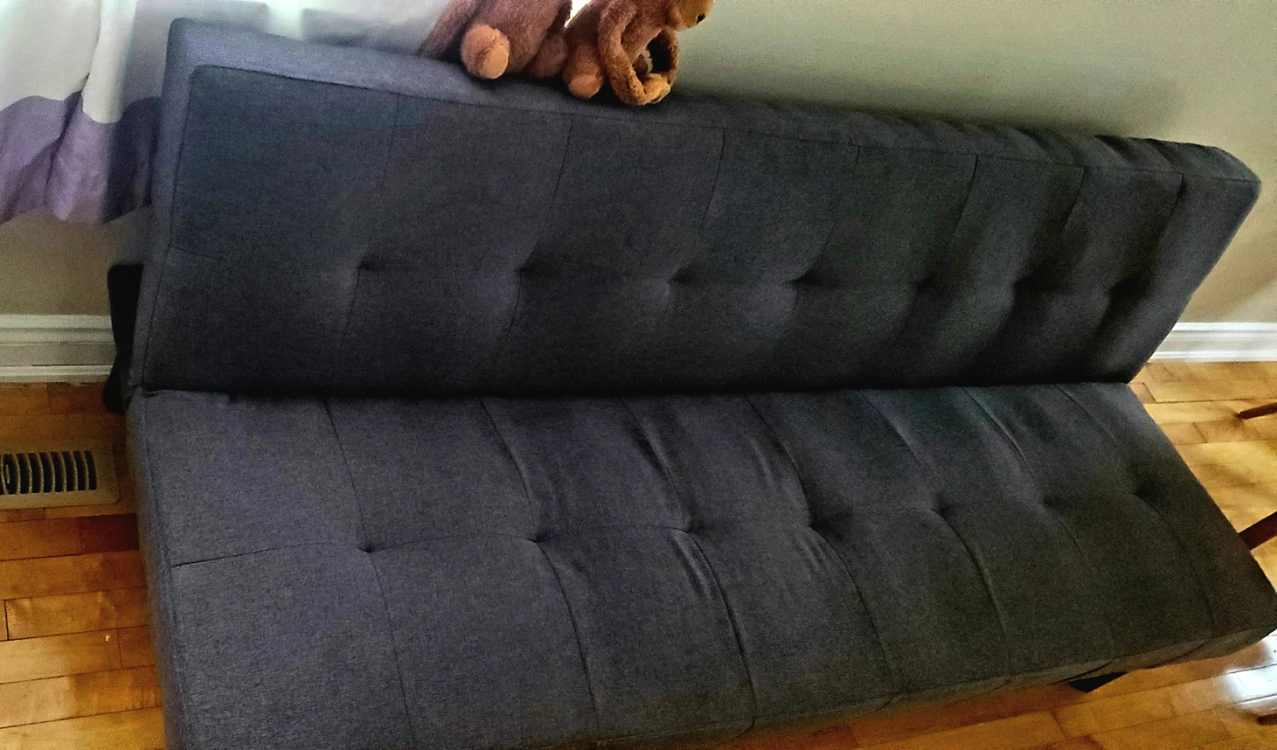 Dark Grey Tufted Futon Sofa