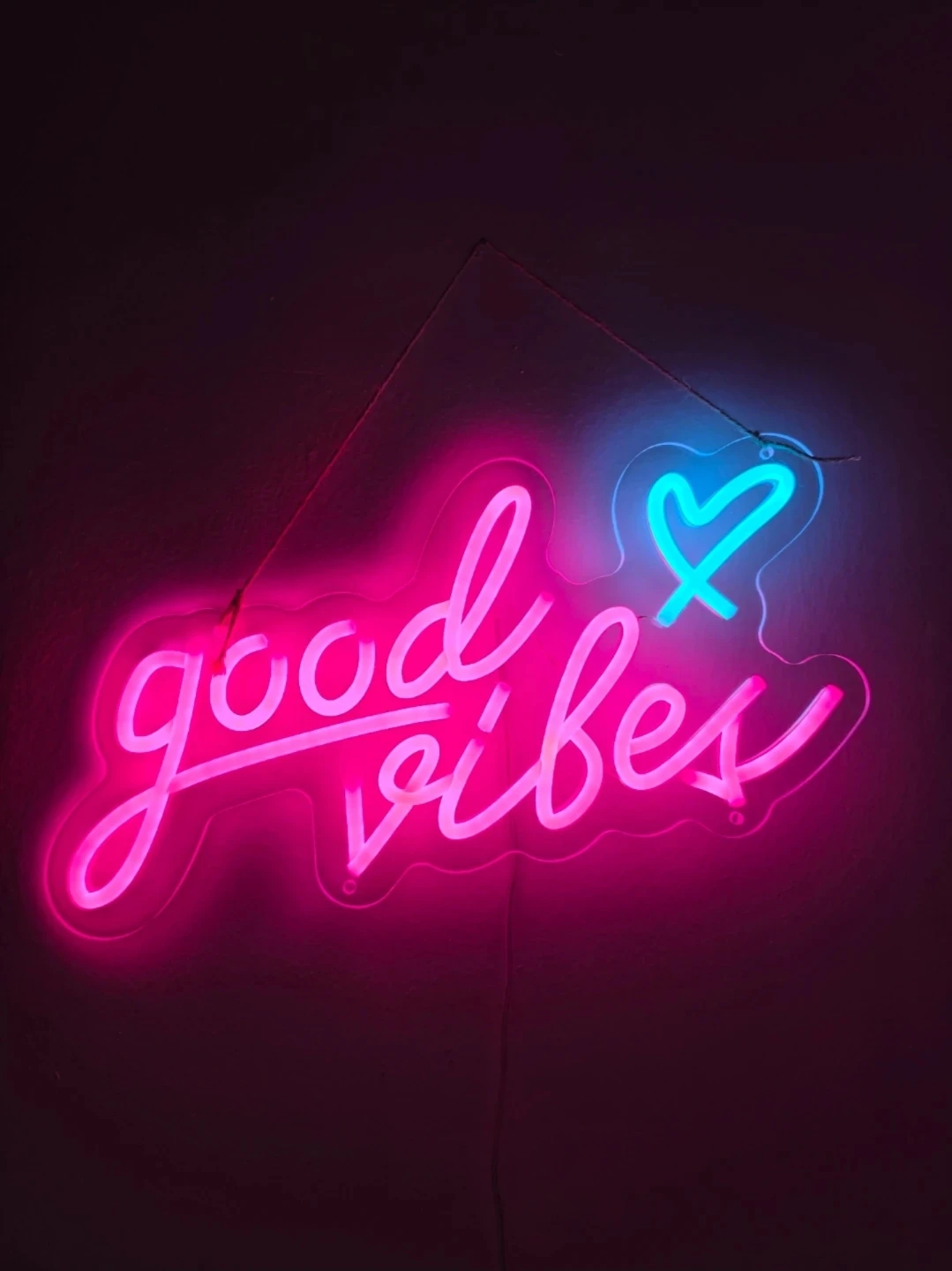 Neon "Good Vibes" Sign with Heart