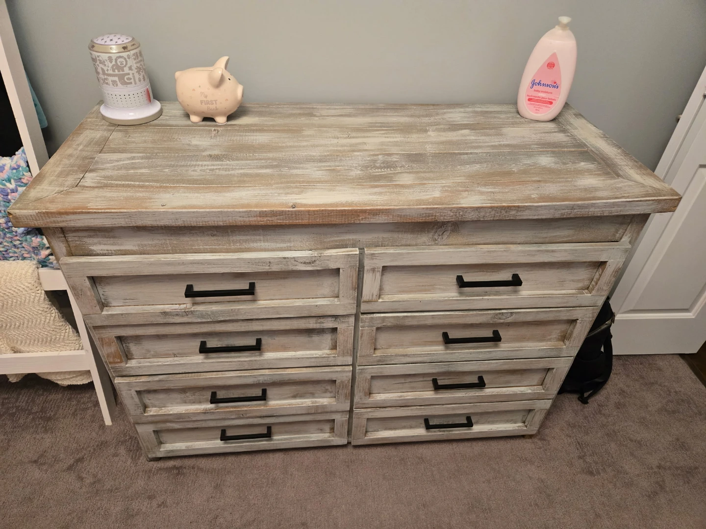 Distressed Wood 8-Drawer Dresser
