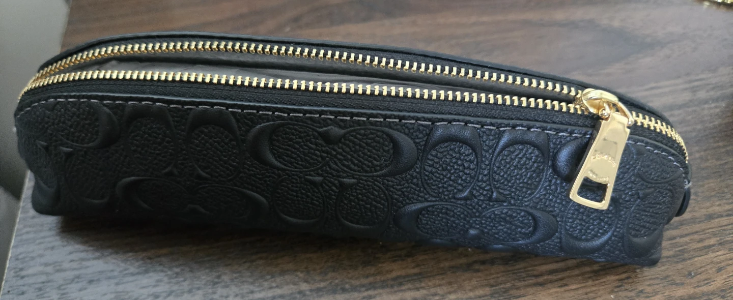 Coach Black Leather Signature Pen/Pencil Case - photo 2