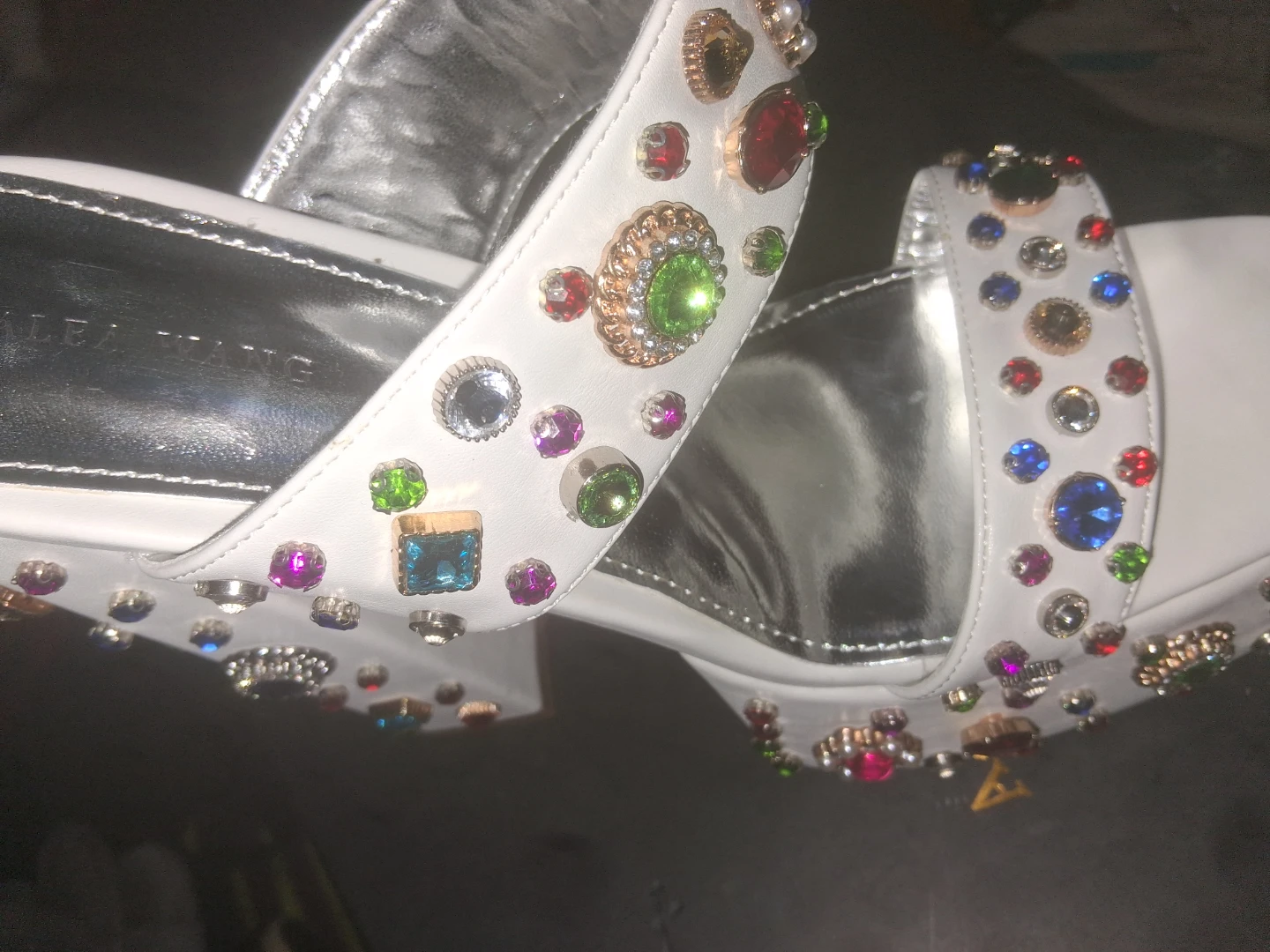 White Embellished Platform Sandals