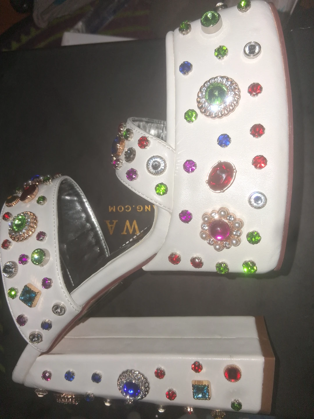 White Embellished Platform Sandals - photo 2