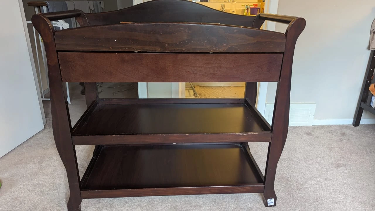 Dark Brown Changing Table with Storage