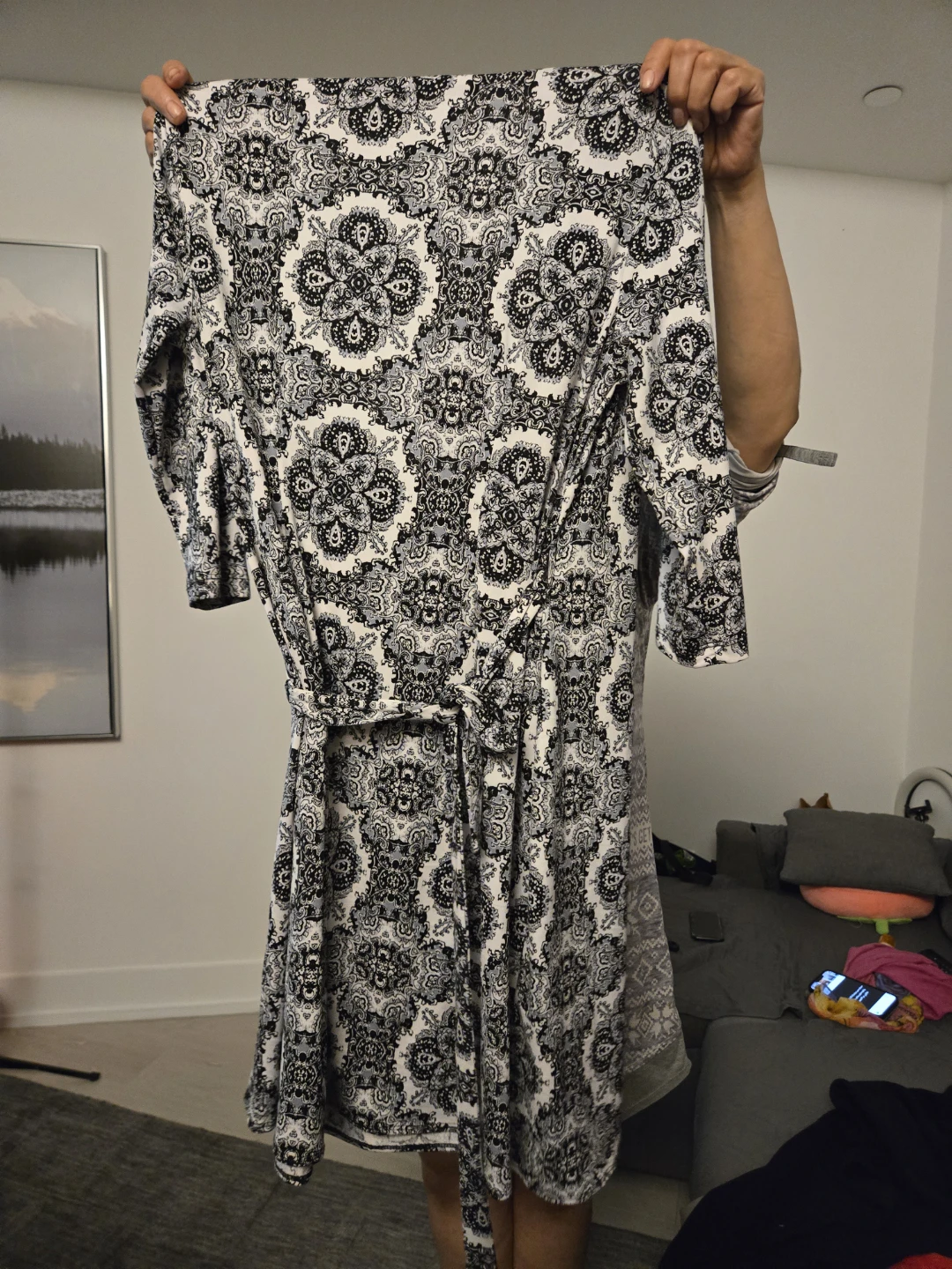 Orange Yarn Kaftan Dress with Tie Waist - photo 2
