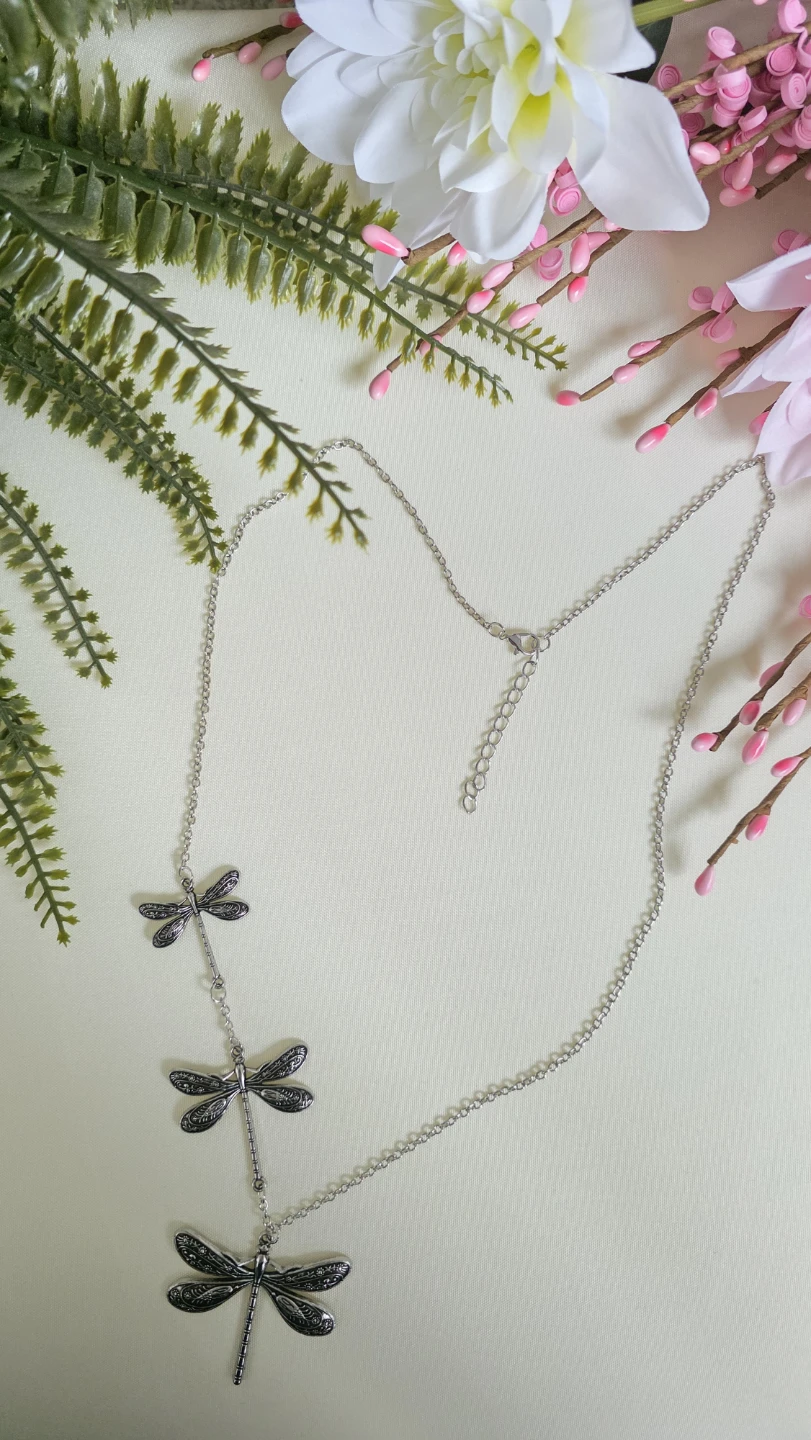 Silver Tone Dragonfly Charm Necklace