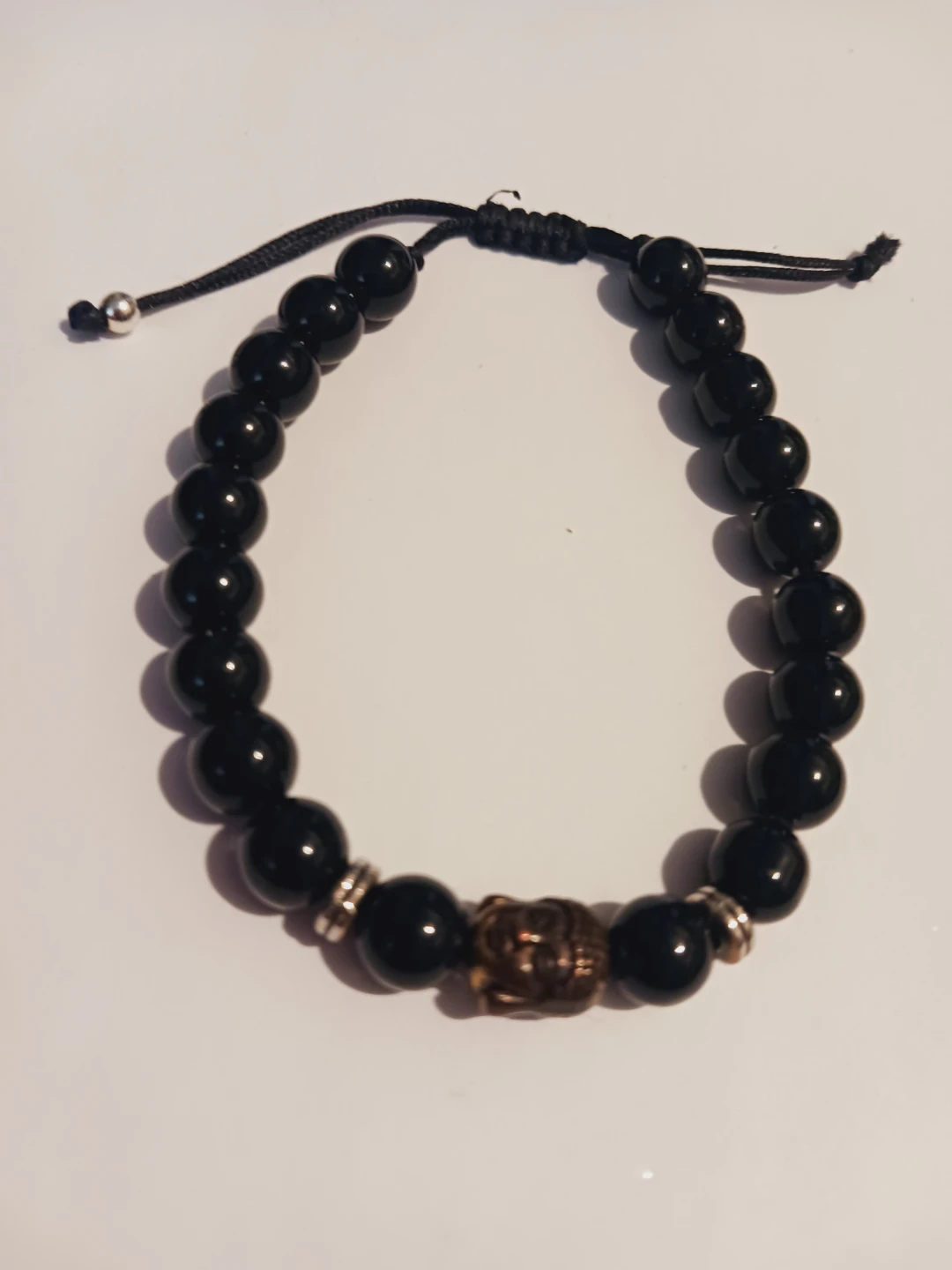 Black Beaded Bracelet with Buddha Charm - photo 2