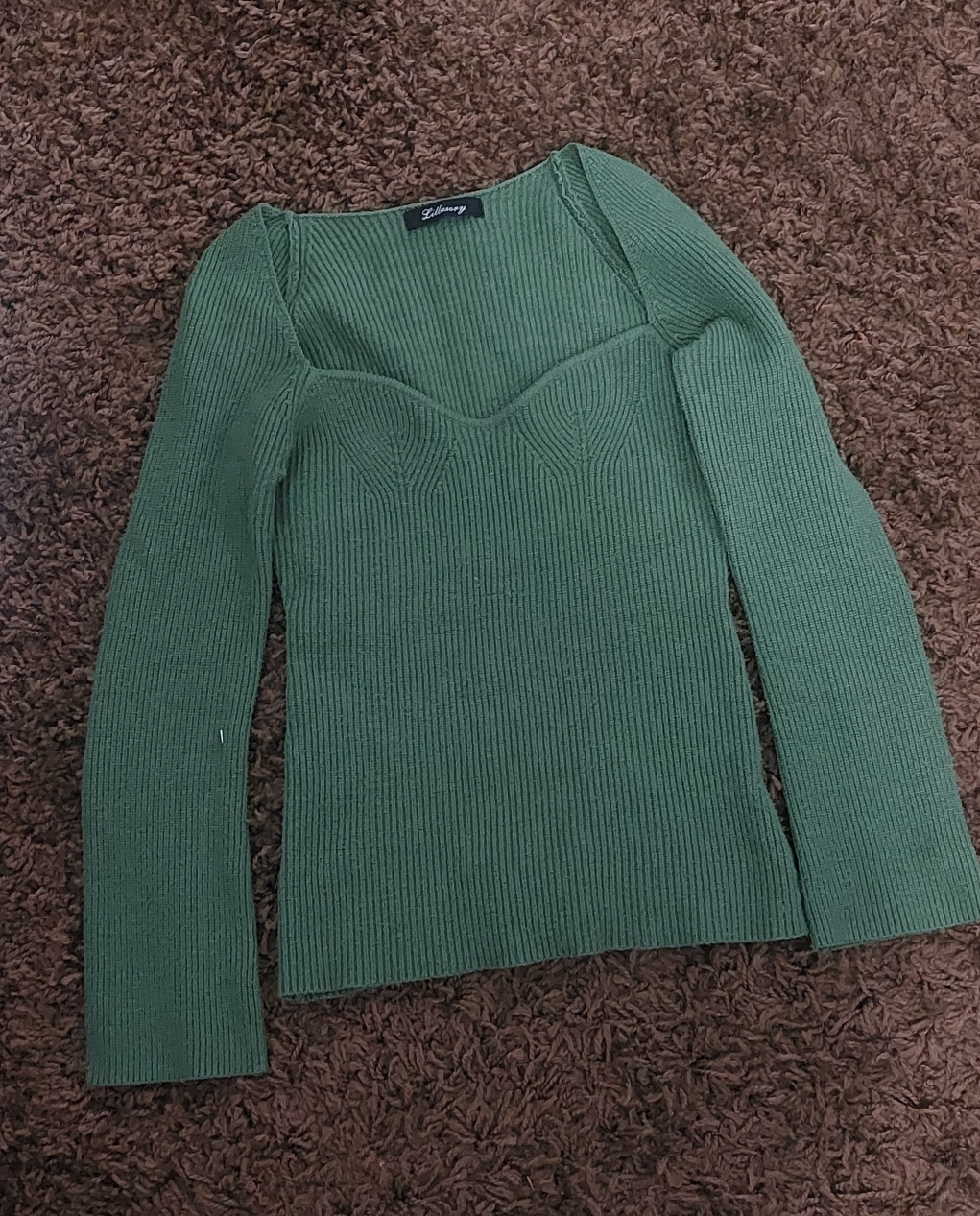 Lulusy Ribbed Sweetheart Neck Sweater