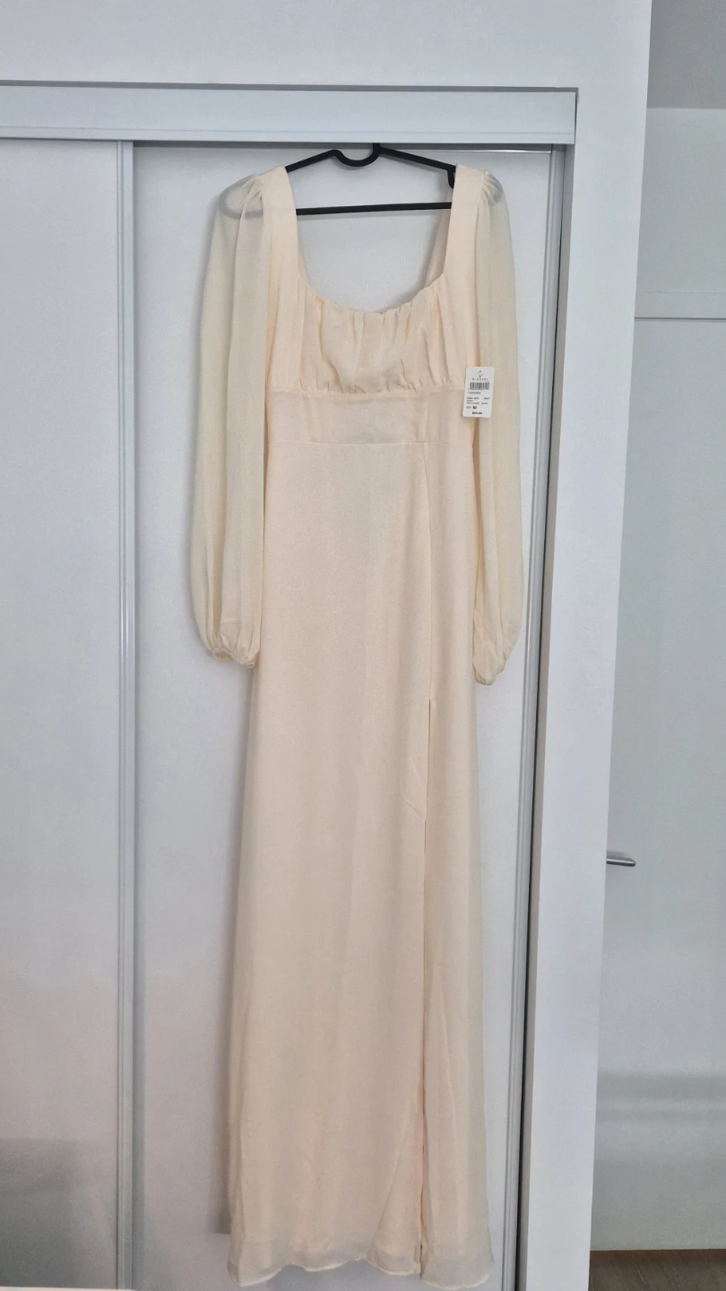 Windsor Ivory Long Dress with Lace-Up Back