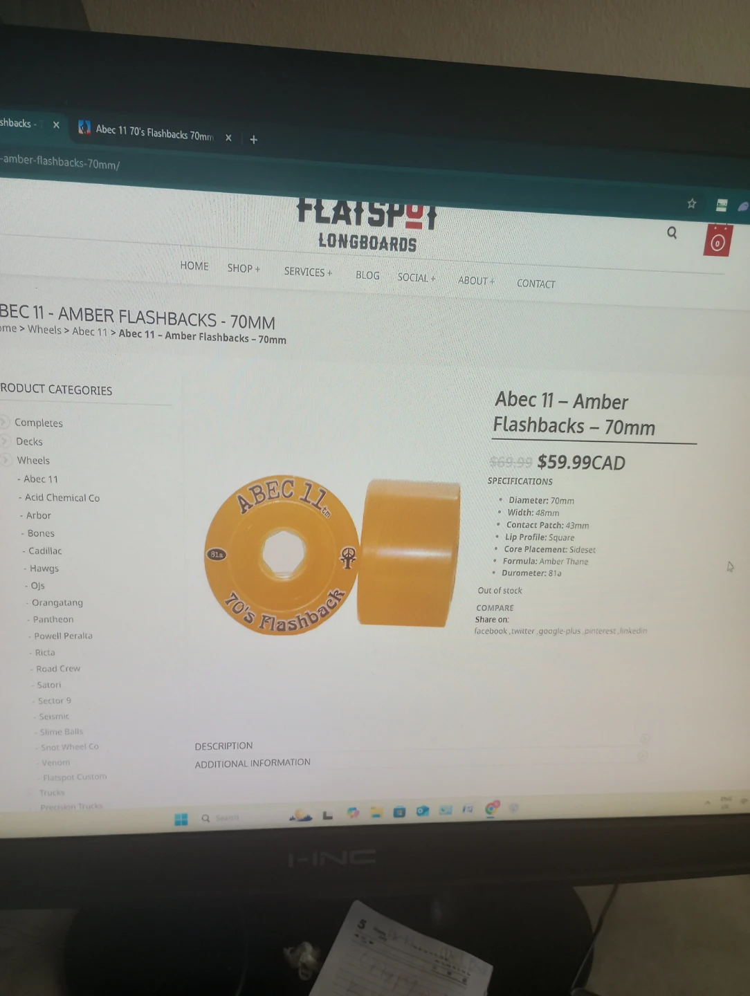 Abec 11 amber flashback longboard wheels
