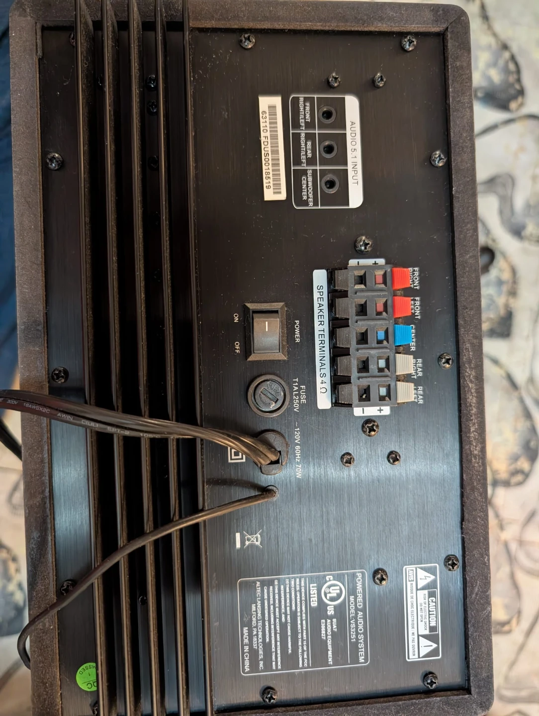 Complete Altec Lansing VS3251 5.1 Surround Sound System - photo 3