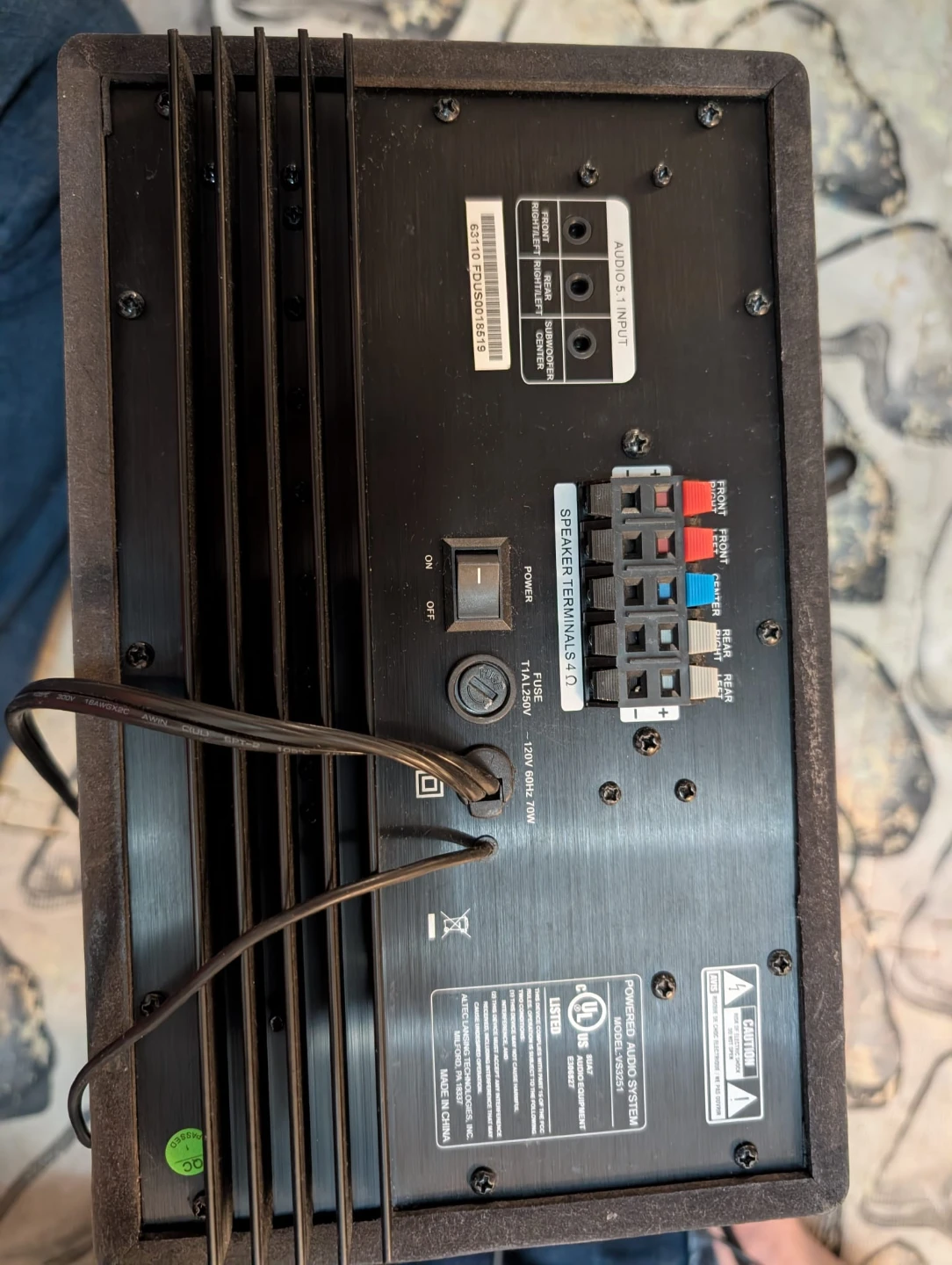 Complete Altec Lansing VS3251 5.1 Surround Sound System - photo 5